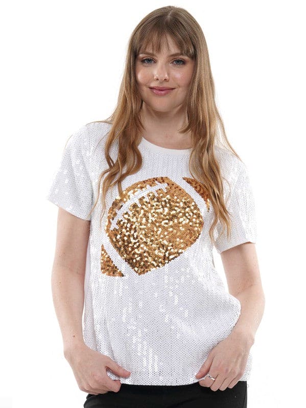 Sequin Football Round Neck Short Sleeve T-Shirt main image 1