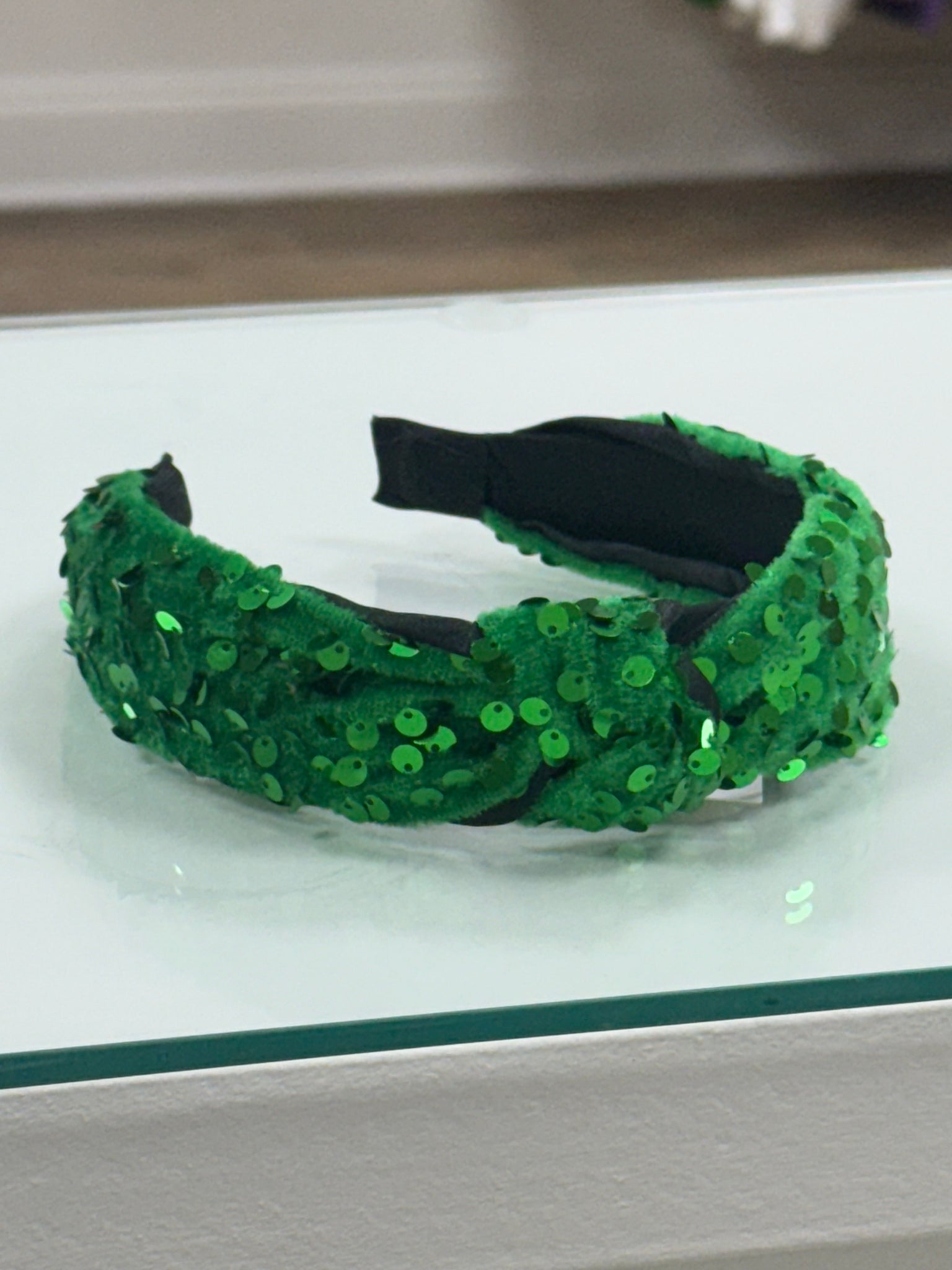 Green sequin headband