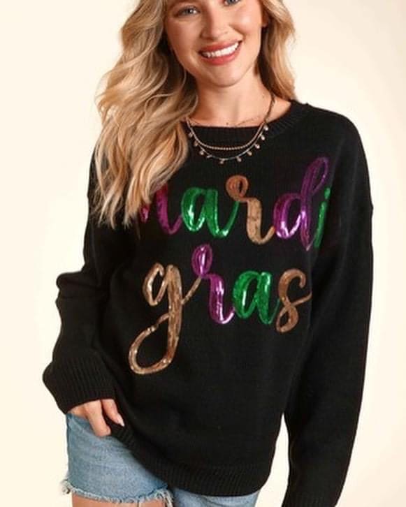 MG sequin word black sweater