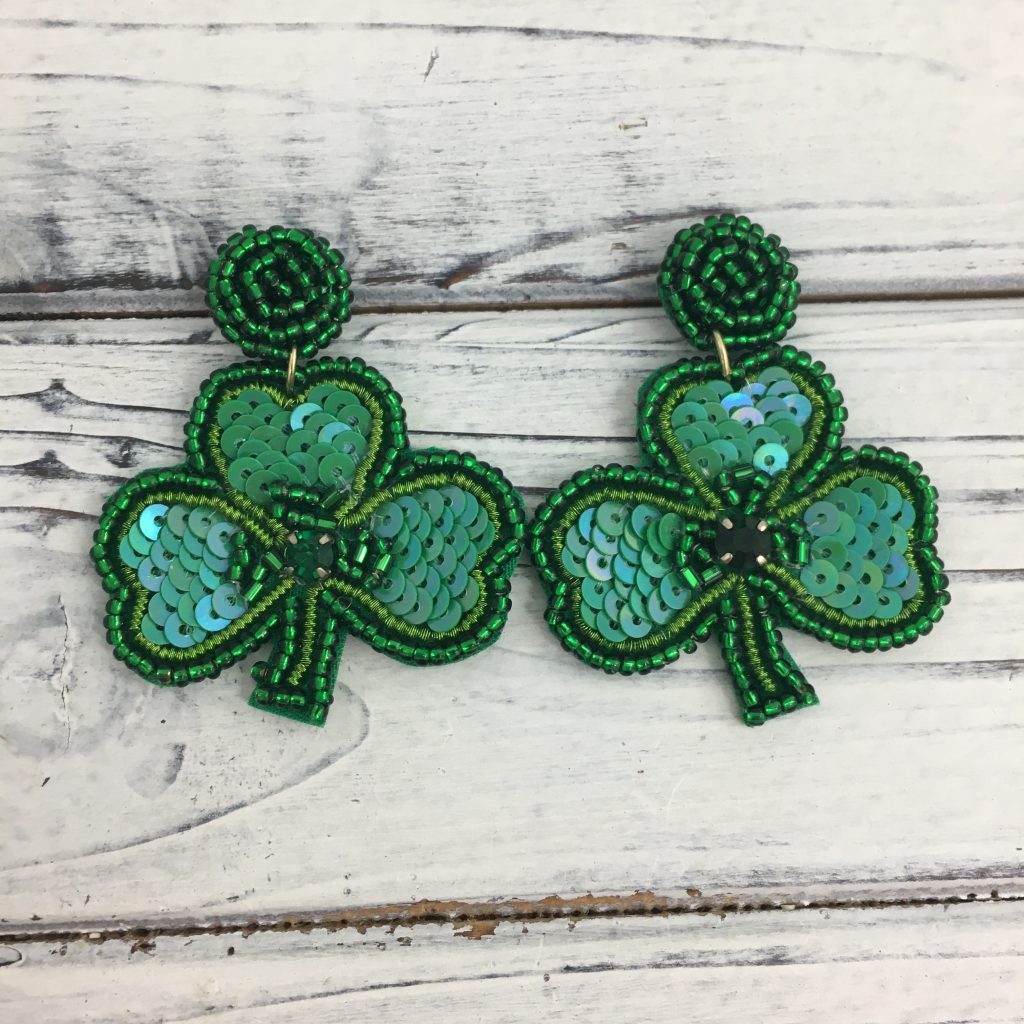 Sequin shamrock earrings