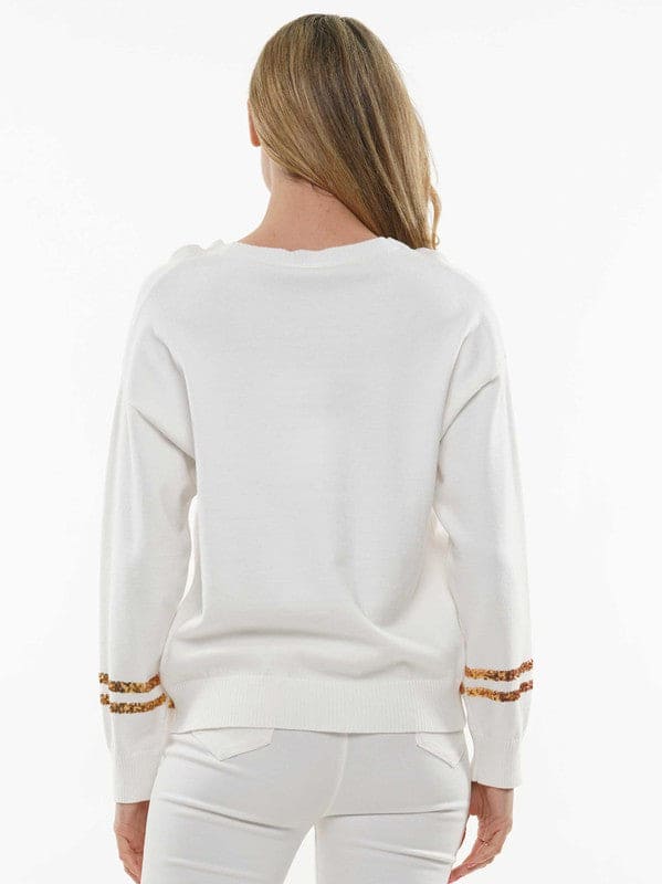 Sequin saints knit Game Day Long Sleeve Top