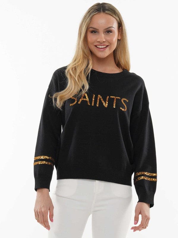 Sequin saints knit Game Day Long Sleeve Top
