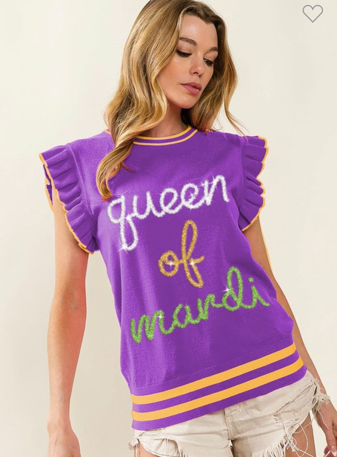 Purple Queen of Mardi ruffled sleveless