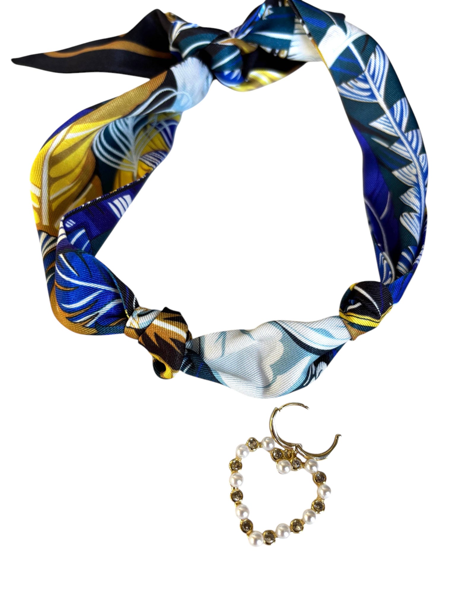 Indigo scarf necklace
