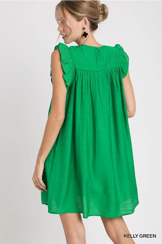 Kelly green flowy dress