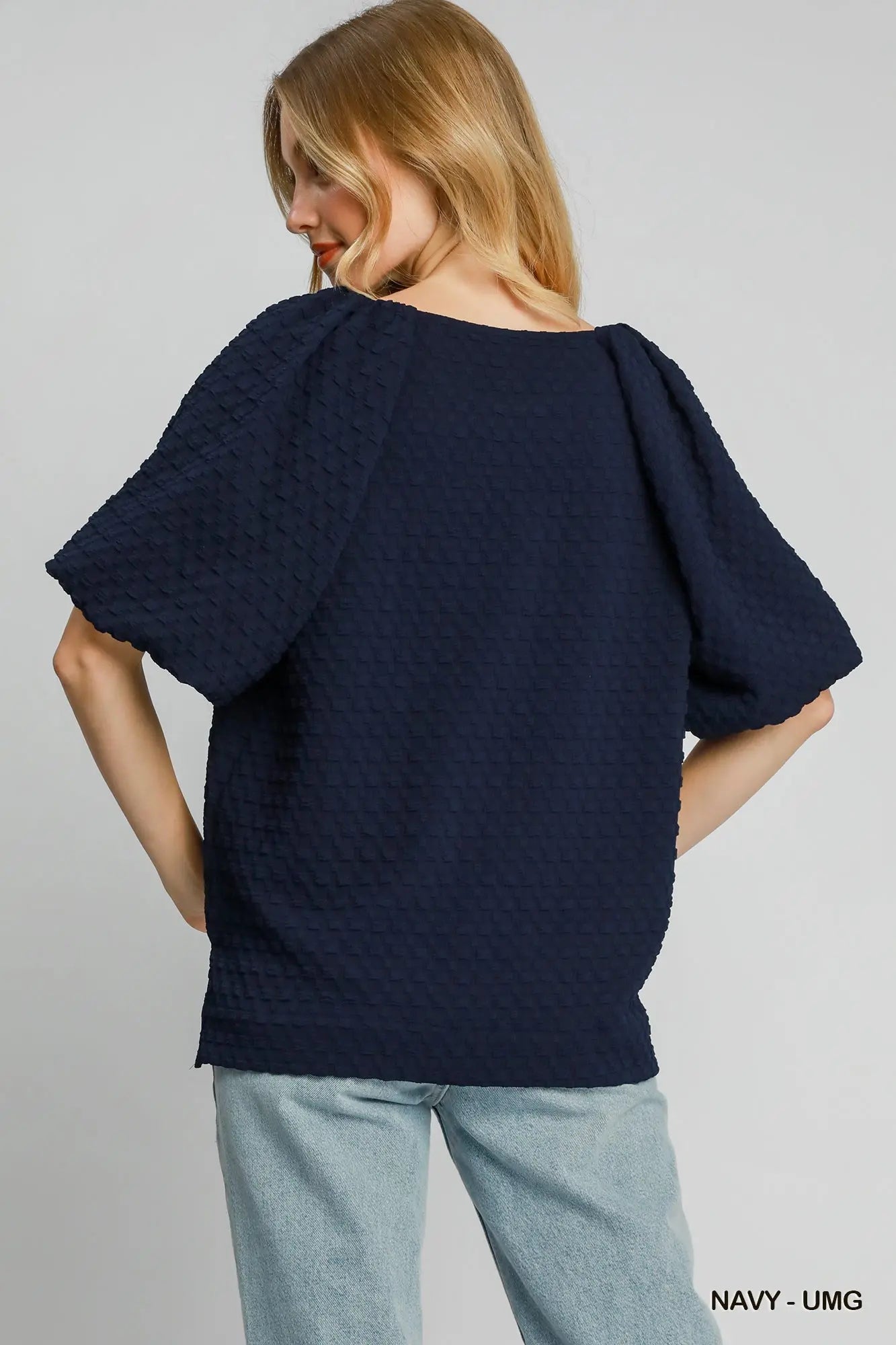 Navy oversized boxy cut round neck top