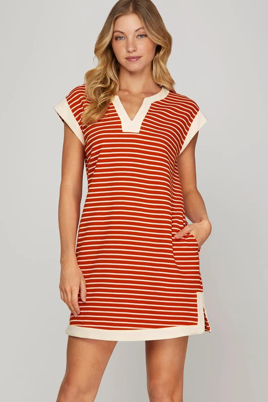 Red and White Striped Dress