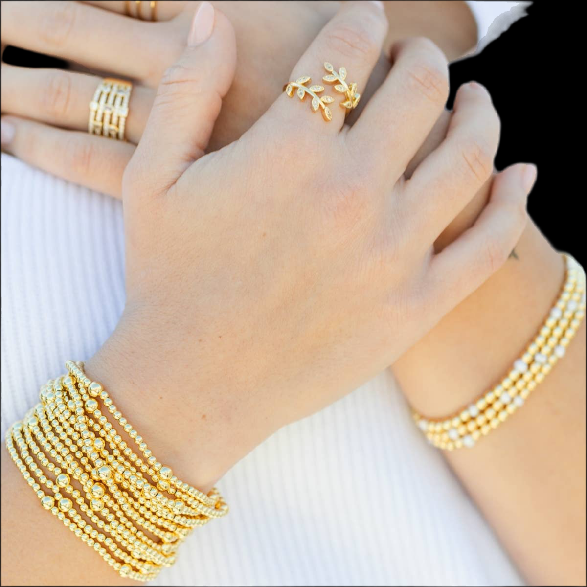 Bead With 5mm Accent Stretch Bracelets
