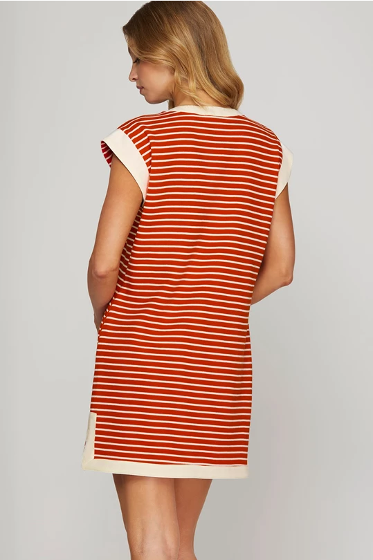 Red and White Striped Dress