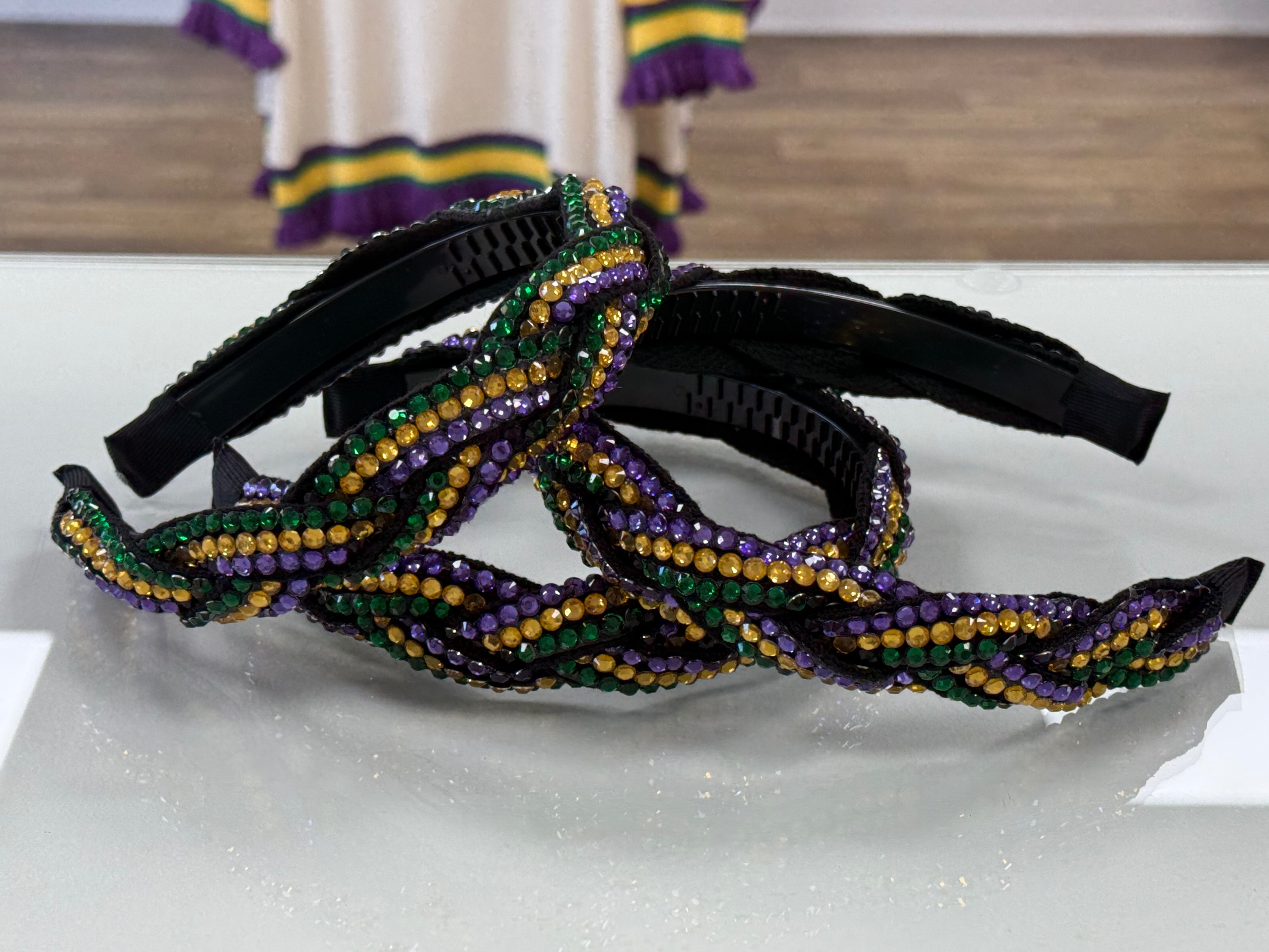 Rhinestone Braided Colorful Headbands Floral Rhinestone Braided Headband L4805 – Ole main image 3