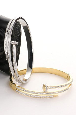 Gold stone Hinged bracelet