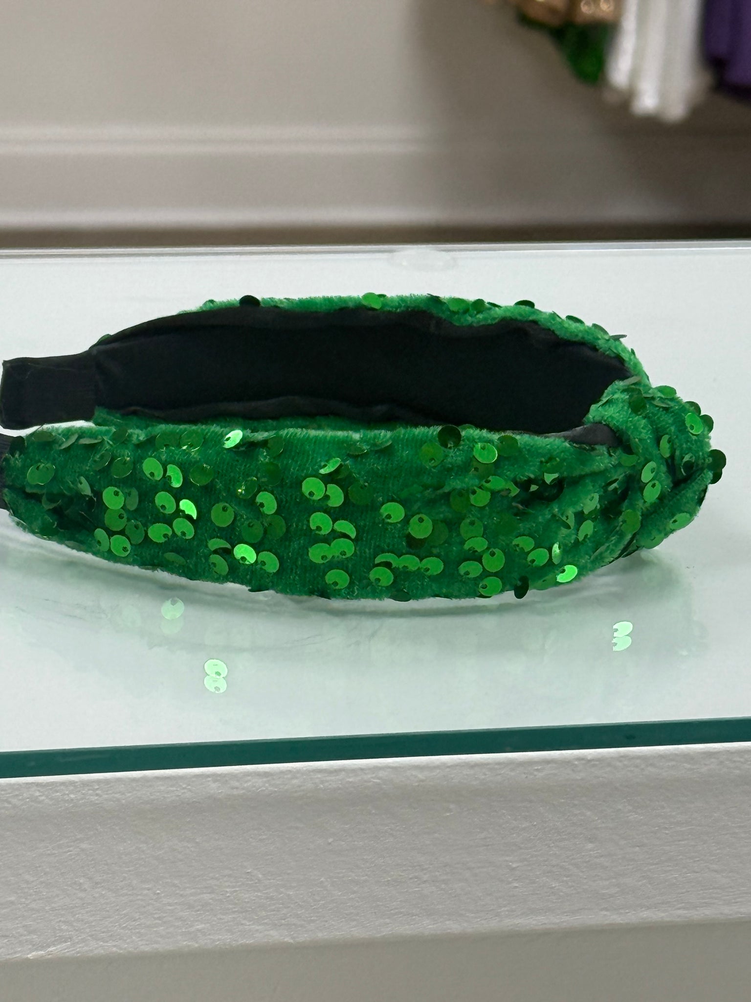 Green sequin headband