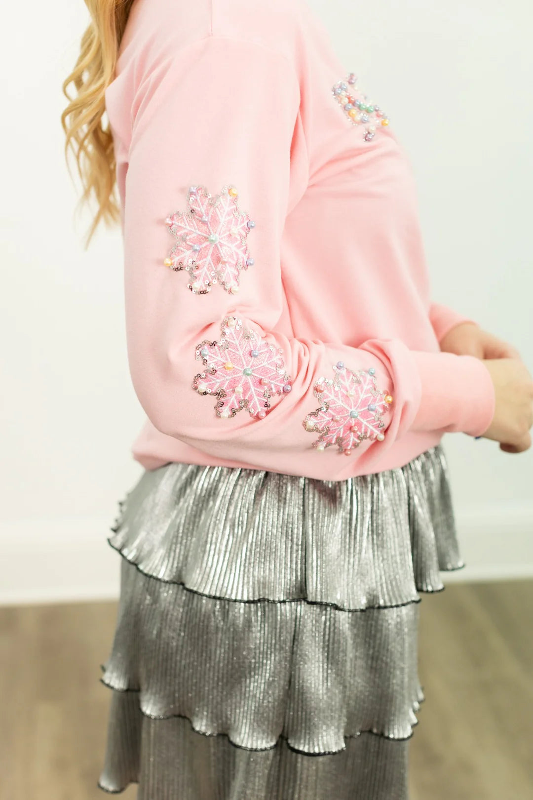 Merry on pink long sleeve top