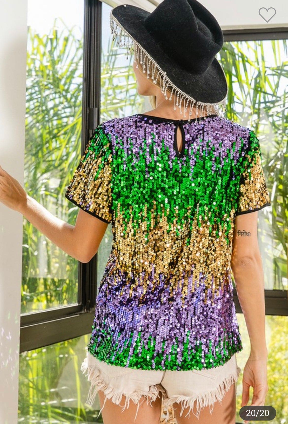 Mardi Gras color block sequin top