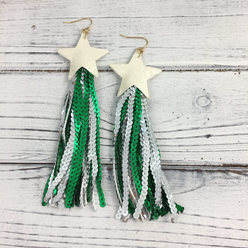 St Patrick's Star sequin earrings