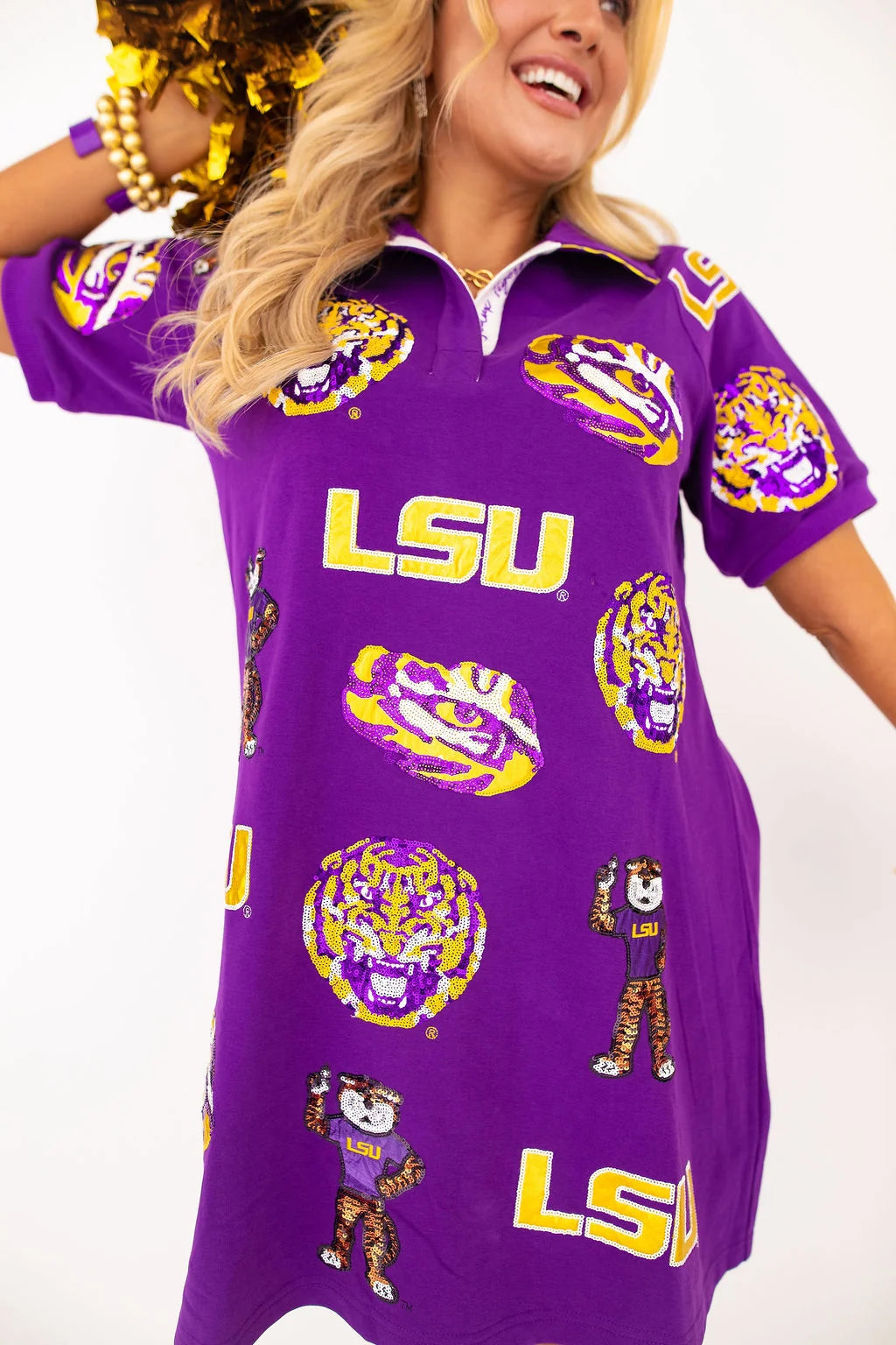 lsu jersey dress Logo Patch Accessorizing a Vintage Dress turning LSU outfit from Valmistujaismekot Color:Green Gingham