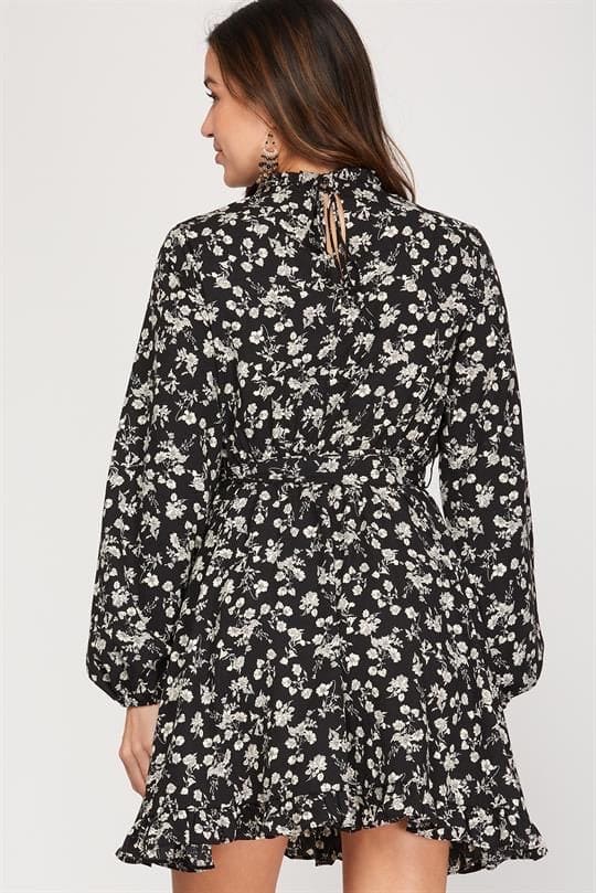 black and white long sleeve skater dress Warm Black Long Sleeve Evil Mini Skater Dress-BlackMilk