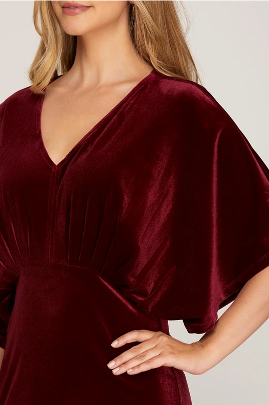 Paula Kimono Sleeve Dress in Wine FINAL SALE S Paula Kimono Sleeve Dress in Wine FINAL SALE S