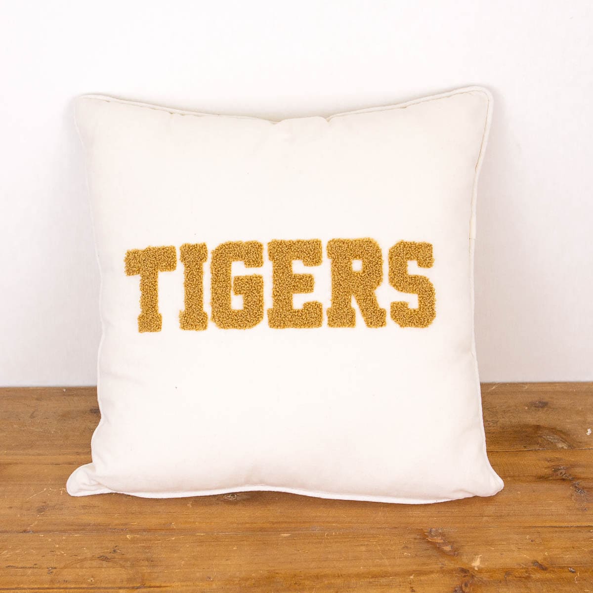 Cream Tiger Embroidered pillow