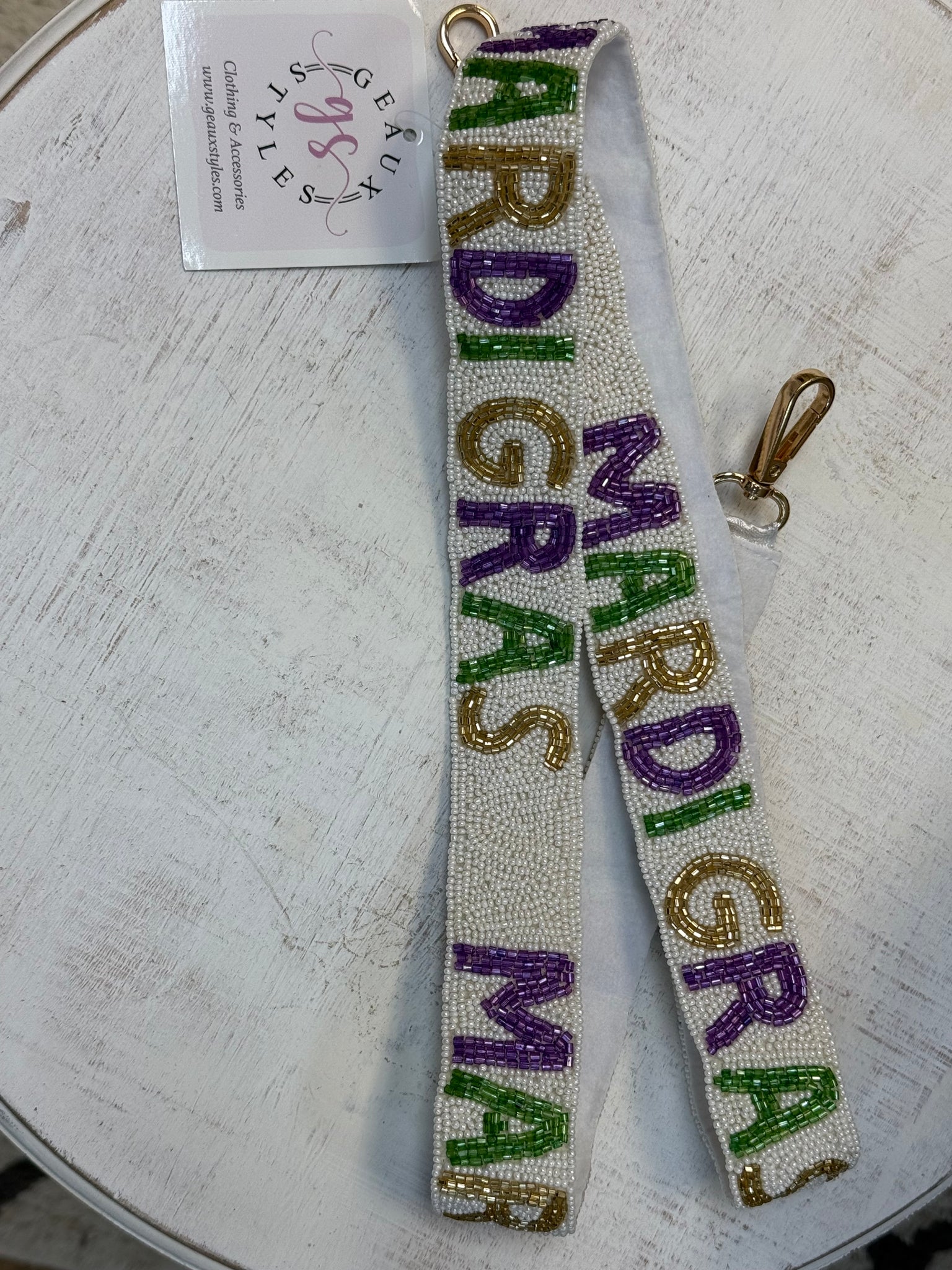 Mardi Gras beaded purse straps
