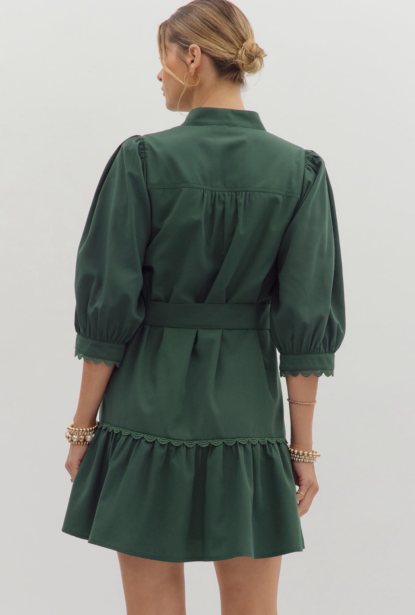 Entro green embroidered v-neck