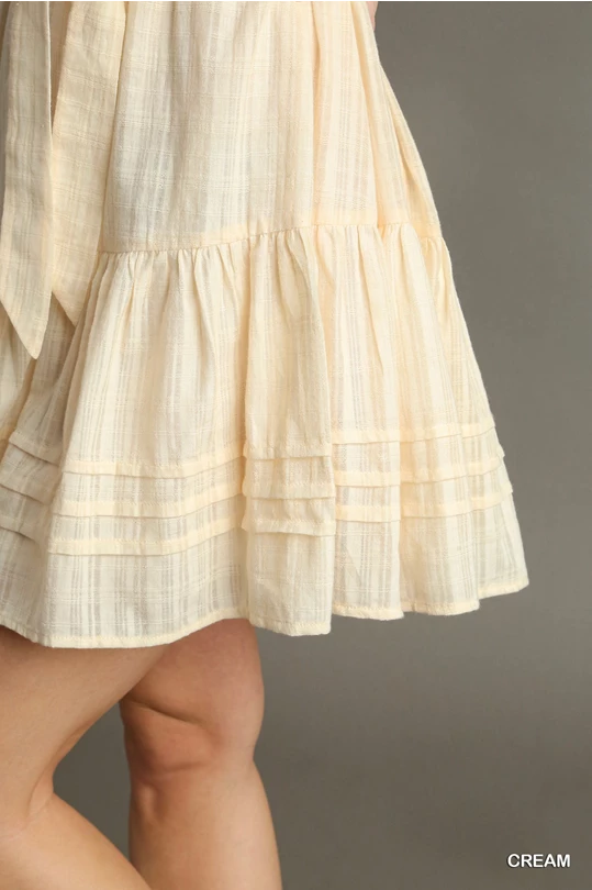 Cream ruffle sleeves dress
