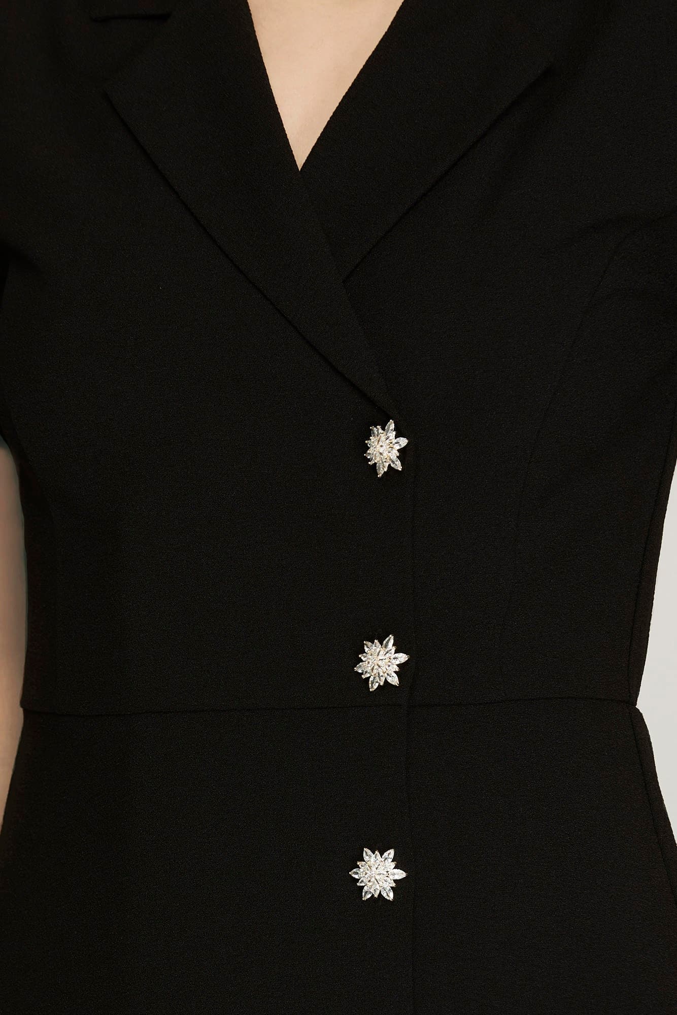 Black short dress with jewel buttons