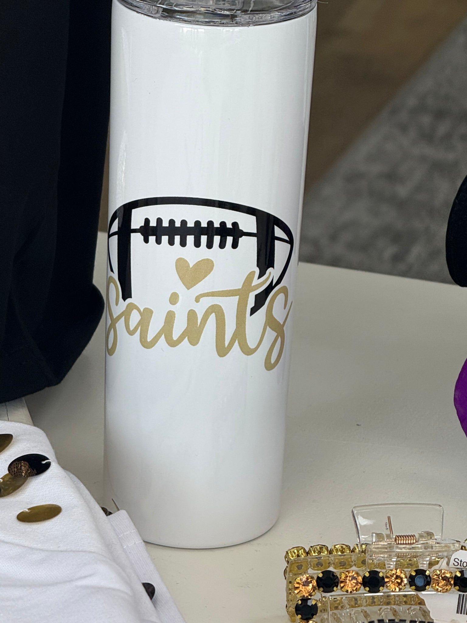 Black gold football tumblers