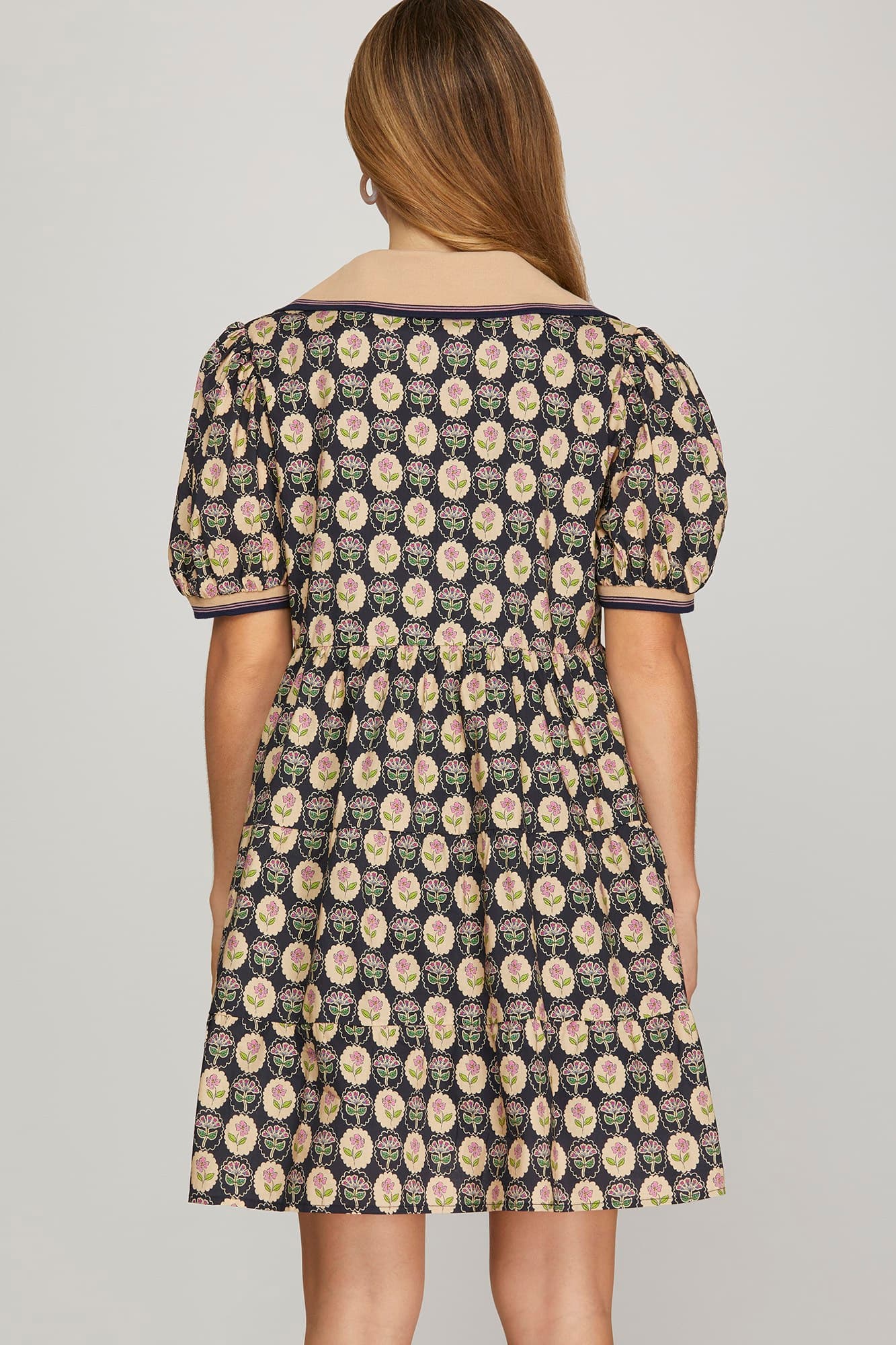 Navy printed dress