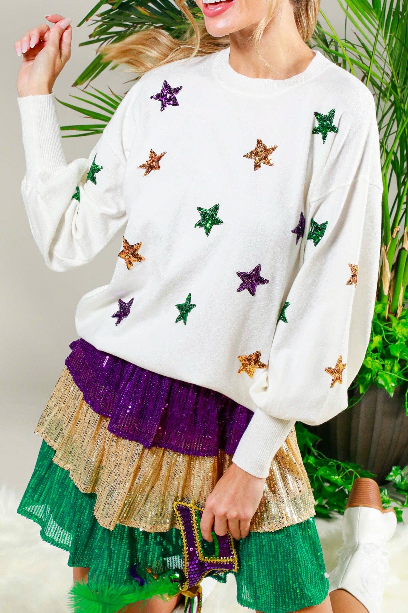 Star sequin detail sweater top