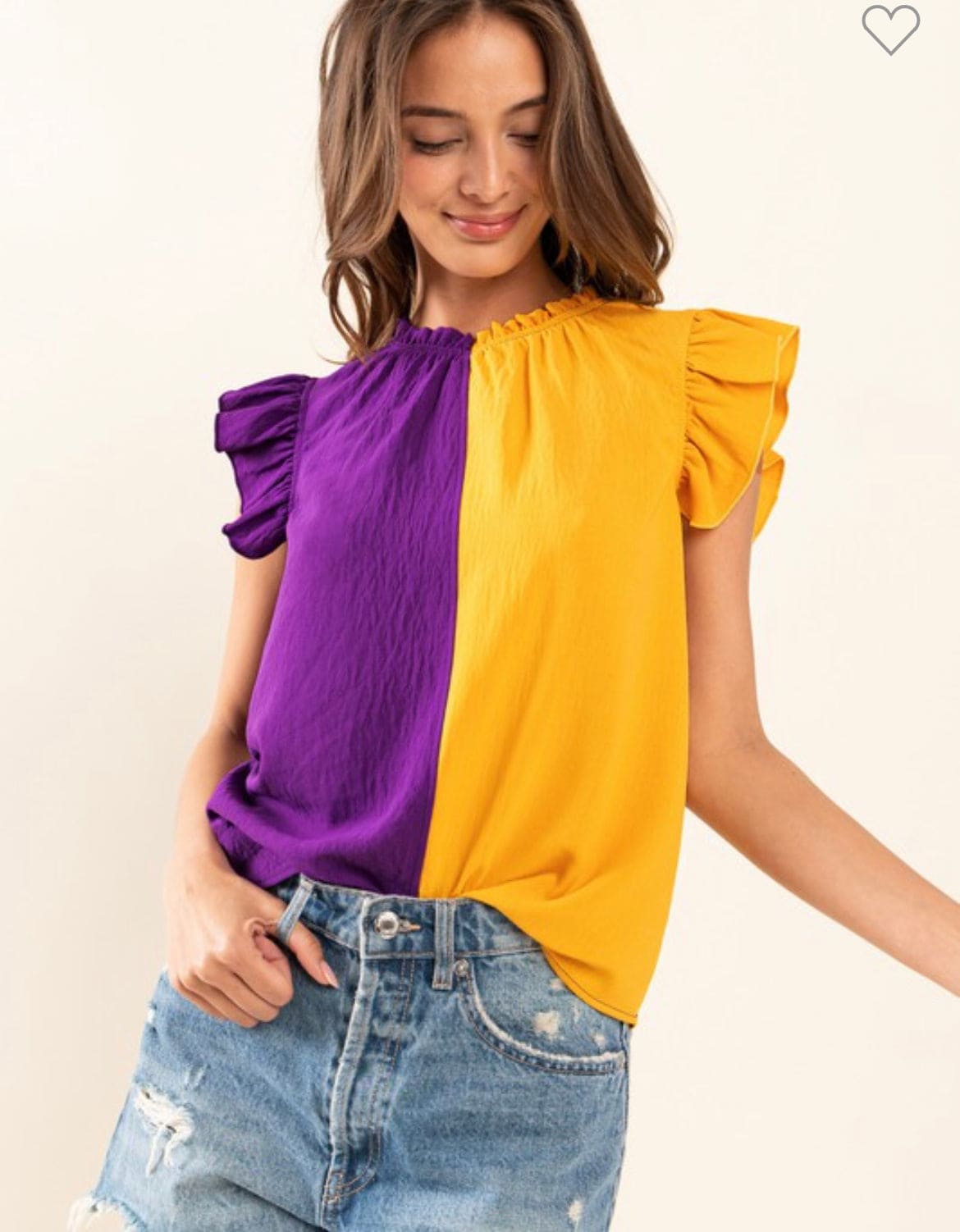 Game Day airflow ruffle sleeve top