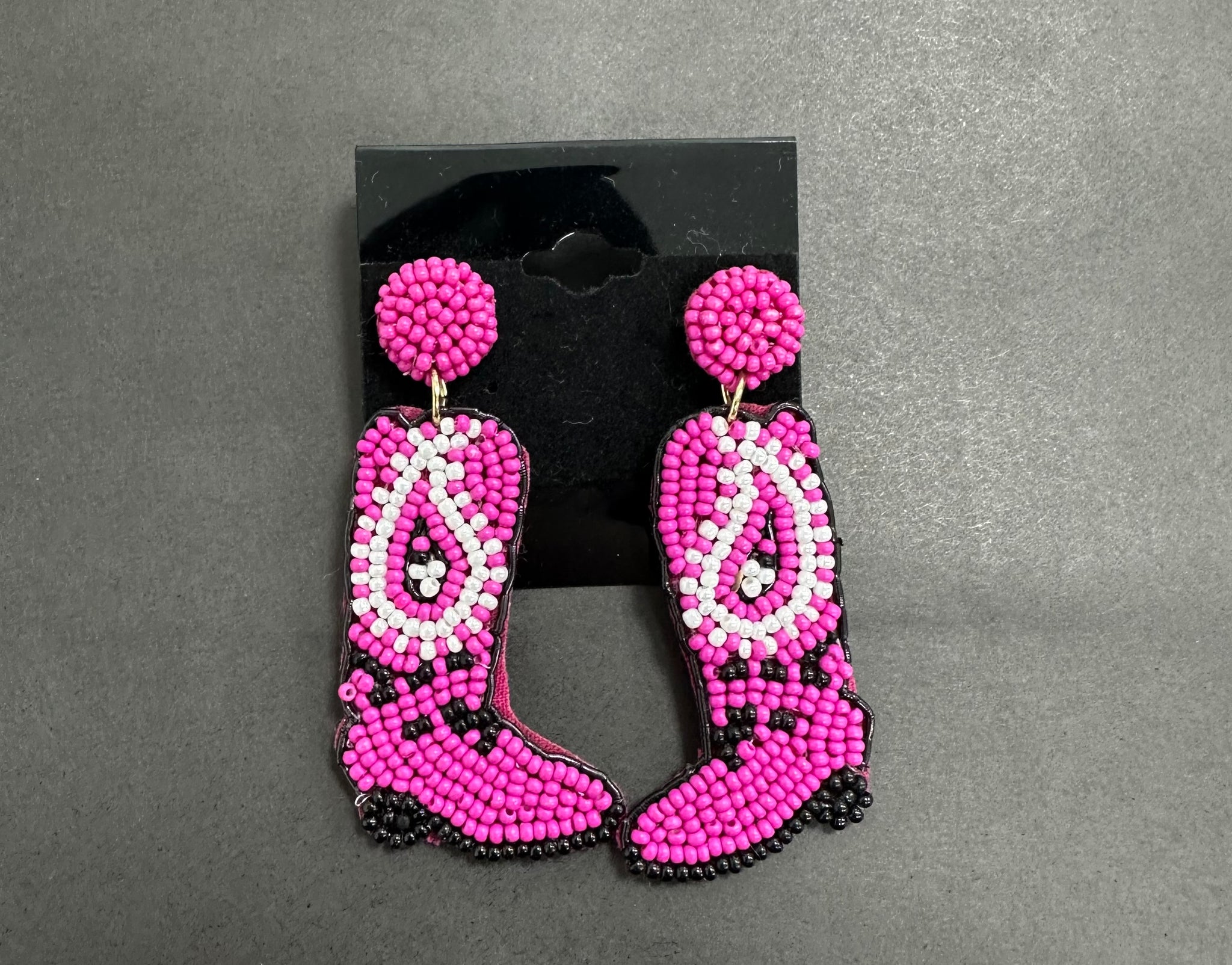 Fuchsia boot earrings