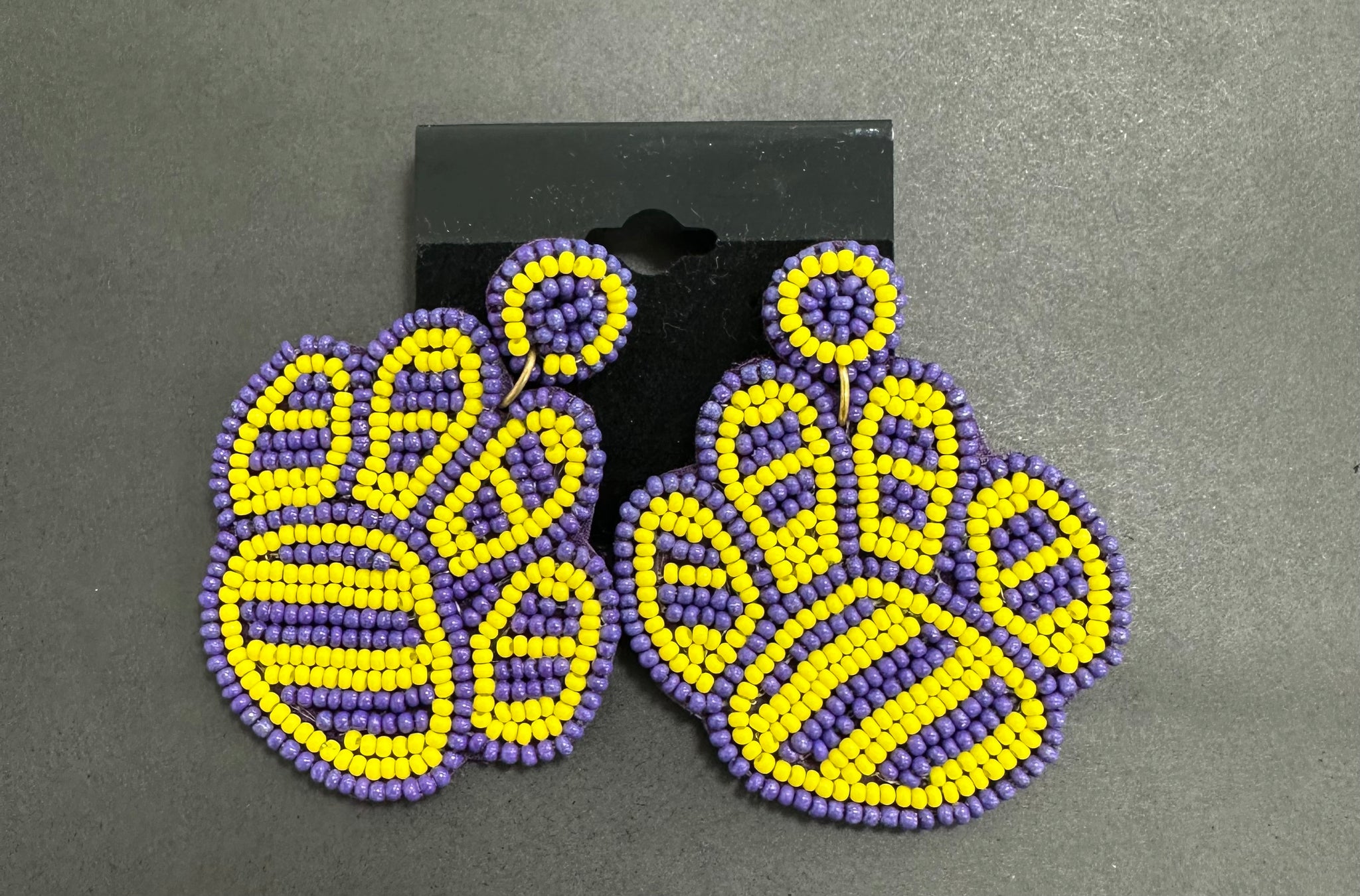 Purple and gold paw earrings