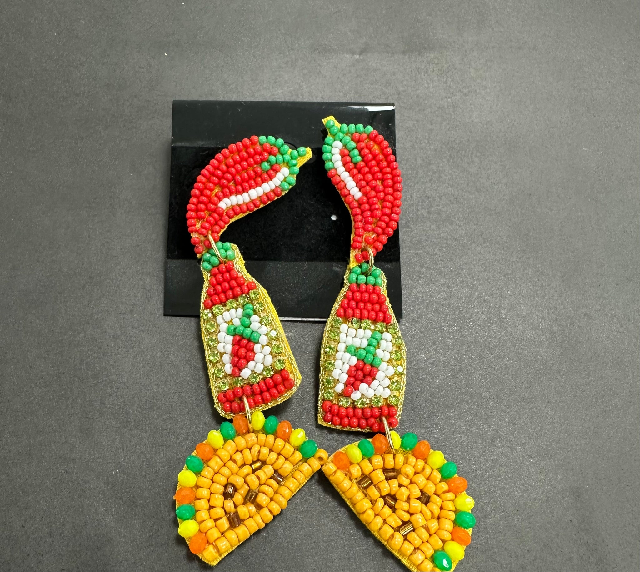 Pepper, Hot Sauce, Taco Beaded Earrings