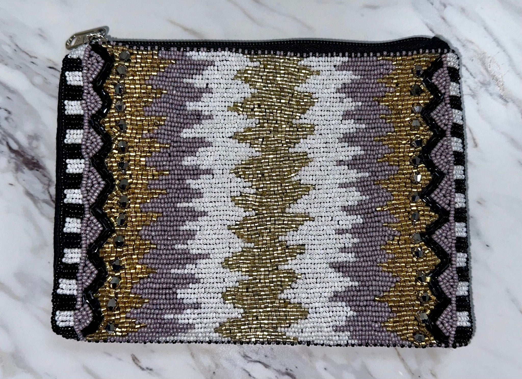 Seed Beaded Zigzag Clutch