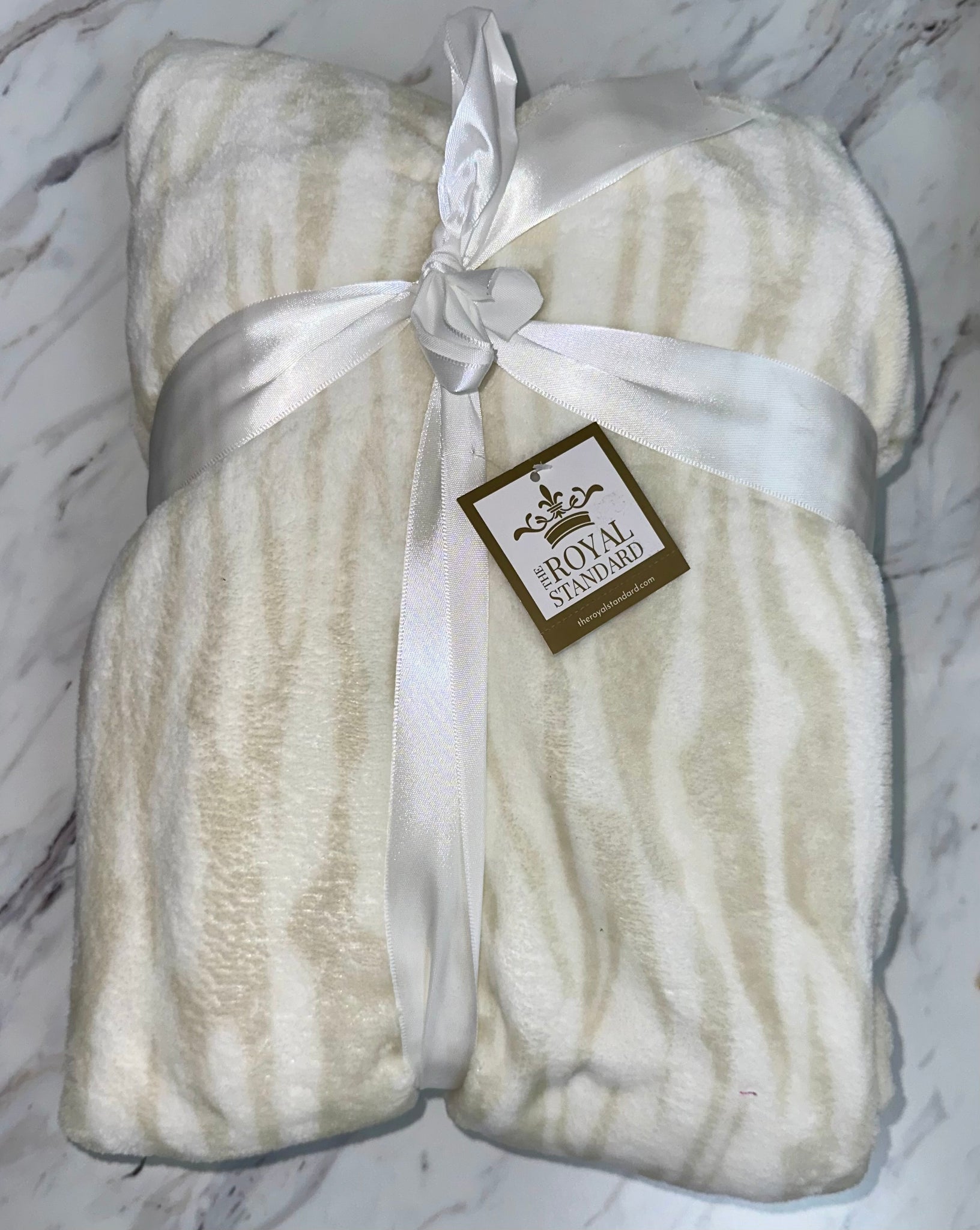 Cream Tiger Stripe Throw Blanket