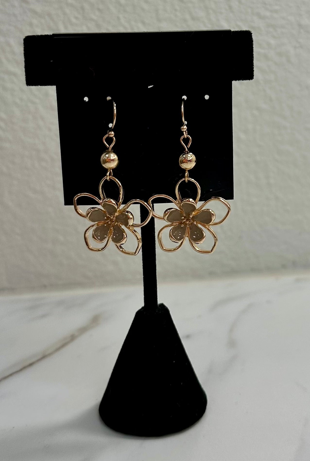 Gold Double Flower Earrings