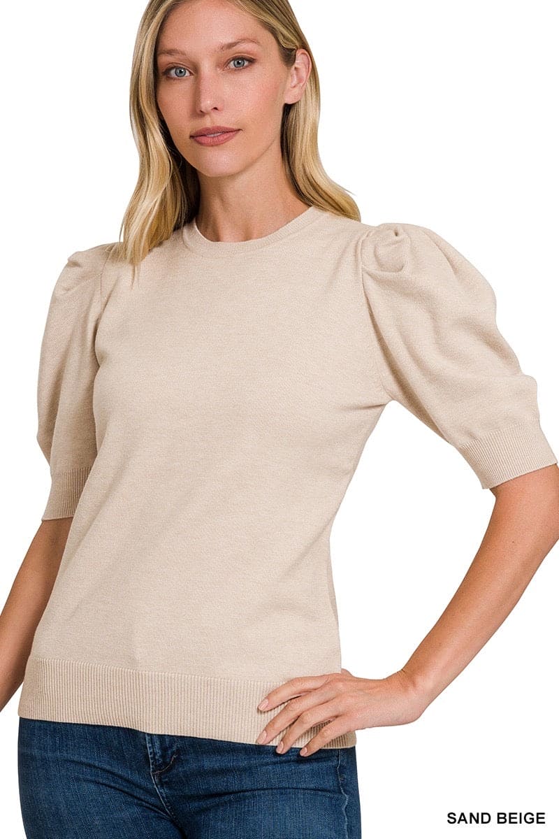 Puff sleeve sweater Beige