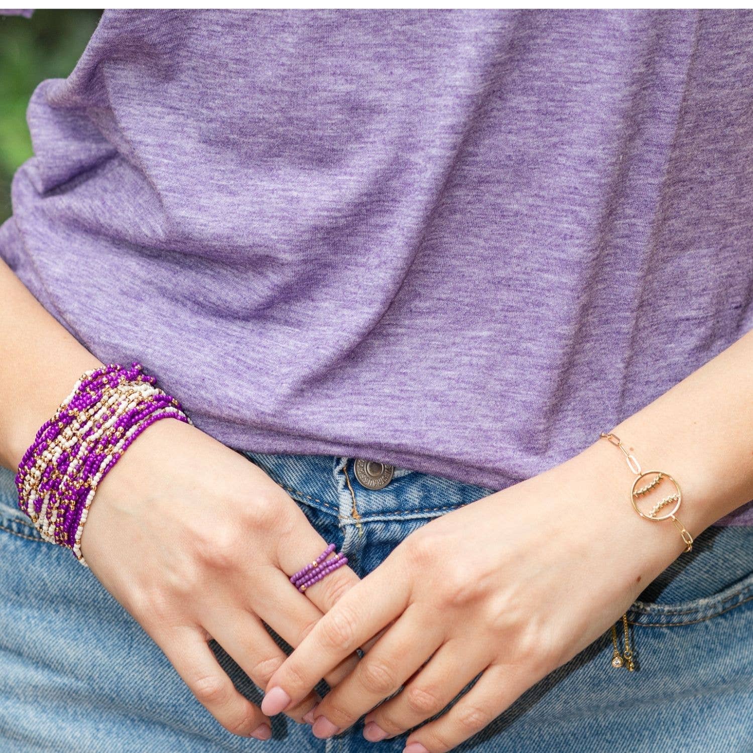 Set/24 Stretch Beaded Solid Game Day Bracelets