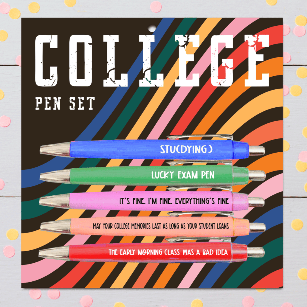 College Pen Set (gifts, funny, school, pens, stationery)