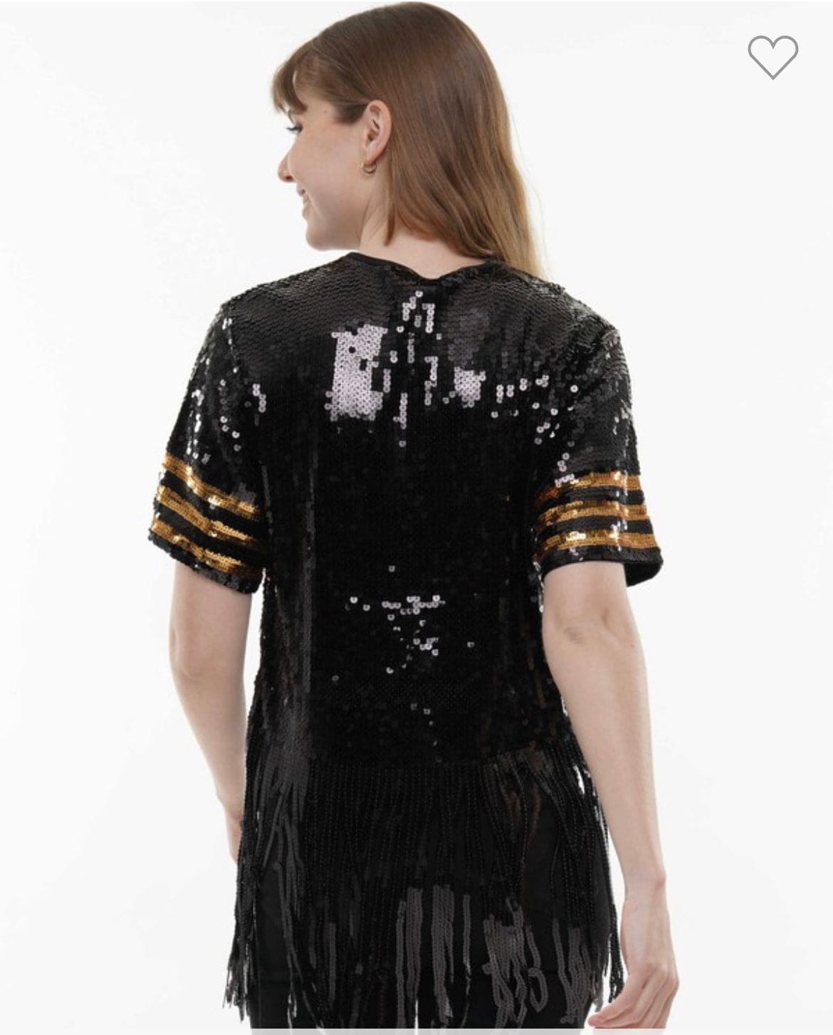 Game Day fringe sequin top