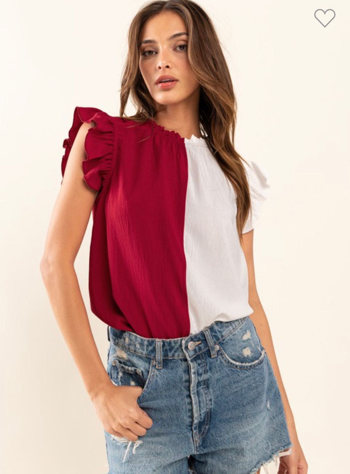 Game Day airflow ruffle sleeve top