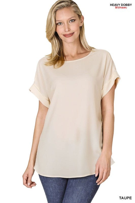Taupe Boat Neck Top - Creations by Bessy
