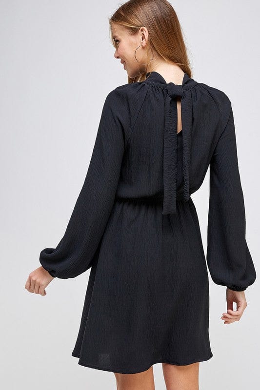 Black Solid high neck dress