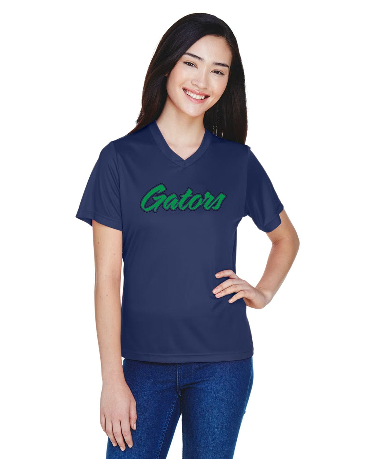 Gators 11/12 Football Women's V-Neck Shirt with Vinyl Logo