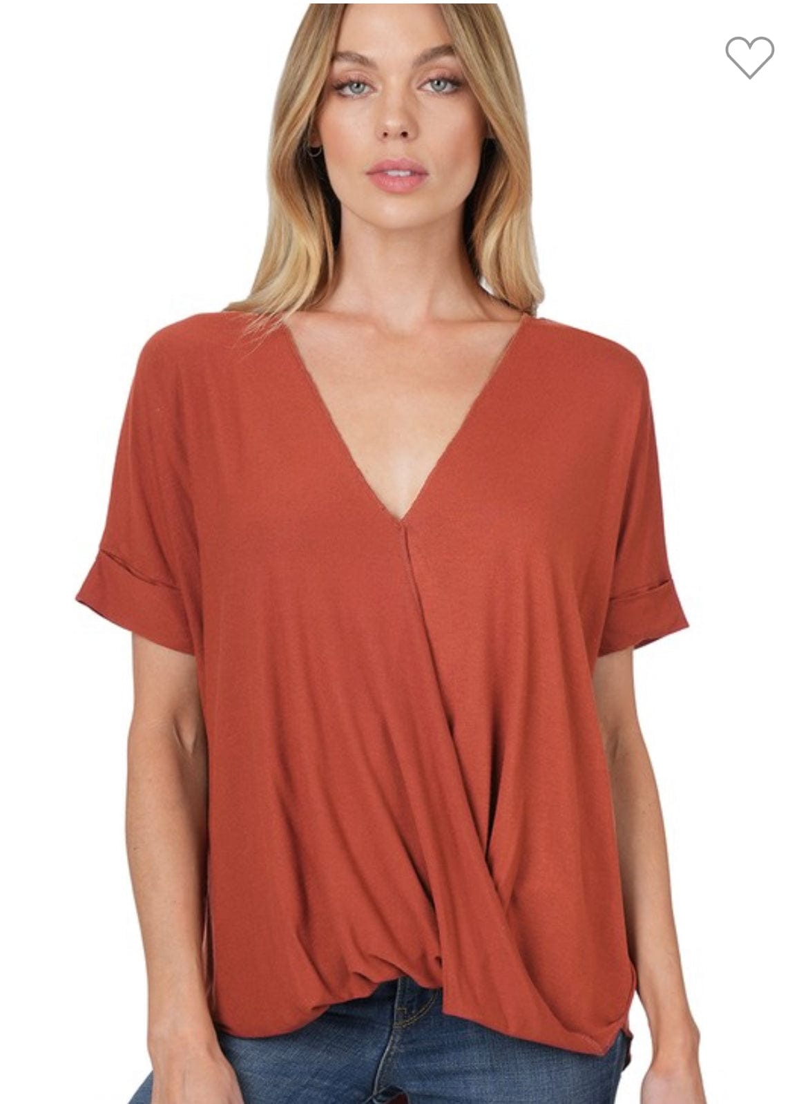 Draped front tops