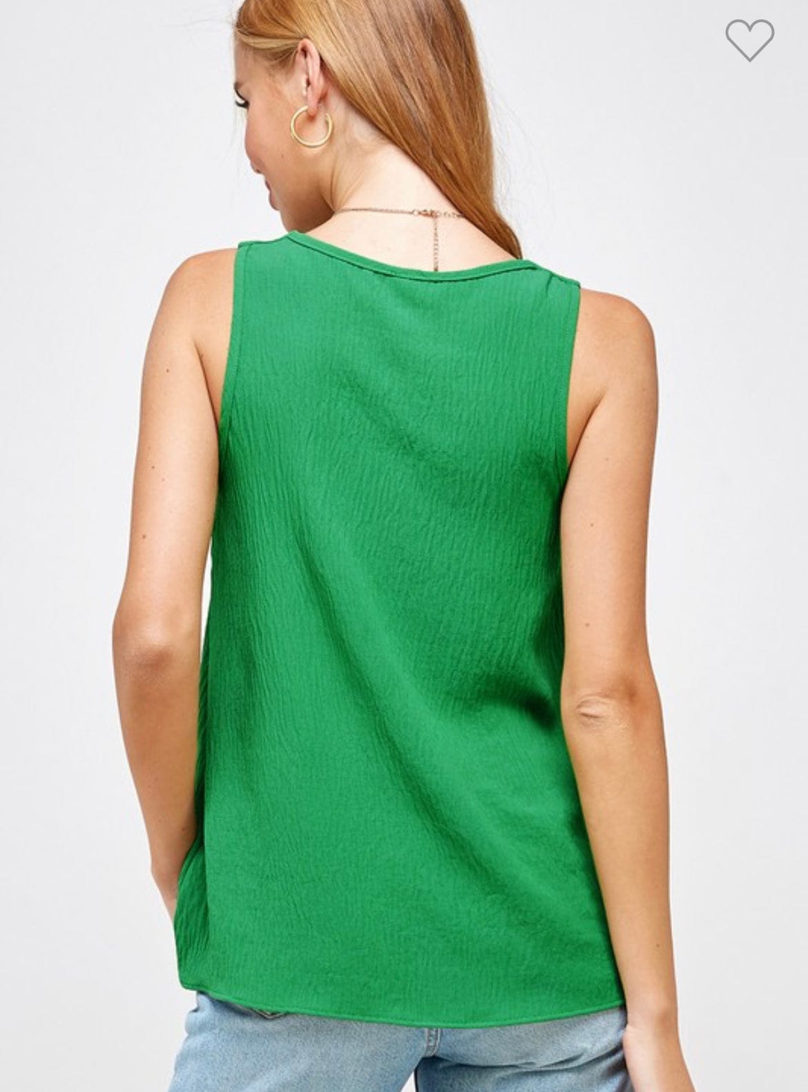 Green V-neck sleeveless top