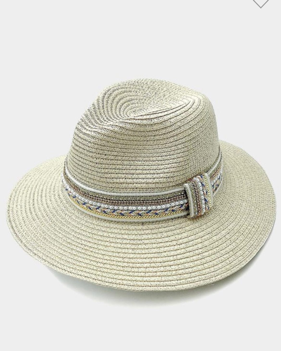 Pearl embellished Panama sun hat