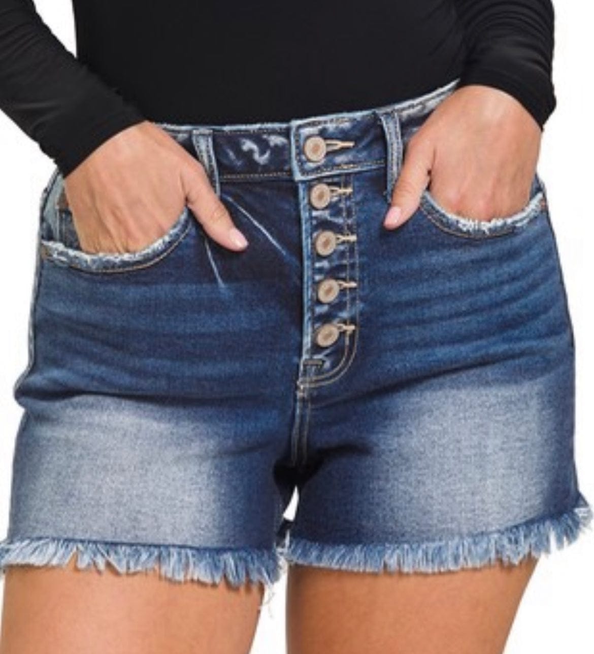 Raw edge jean shorts